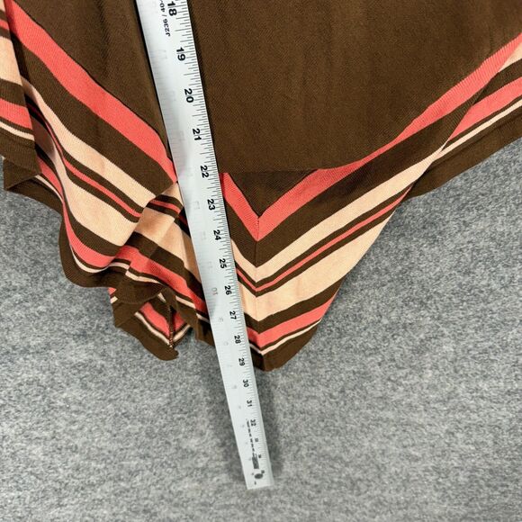 New BCBGMaxazria Cape Women One Size Brown Striped Silk Knit Round Neck Casual - Picture 8 of 9
